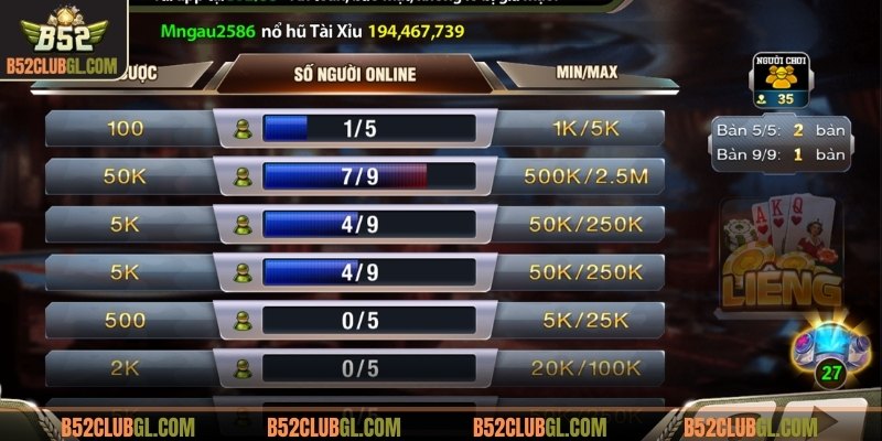 Đặt cược là bước đầu tiên trong cách chơi liêng